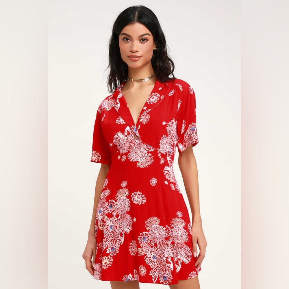 Free People Red Floral Dress